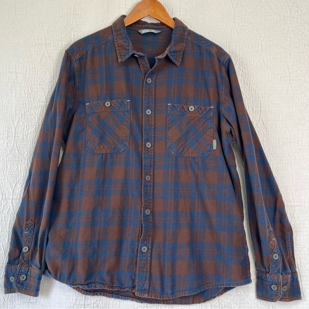 Stio Shirt Mens Large Plaid Flannel Organic Cotton Casual Sporty Button Down L